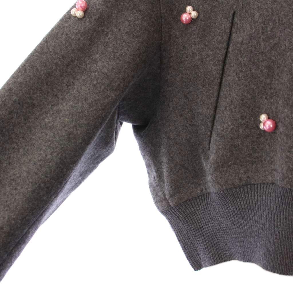 ナキエ NACKIYE Peal Bourbon パールブルゾン ジャケット アウター ショート丈 ジップアップ ウール 34 グレー |BB WWW_NOITHATQUANGTHANH_NET