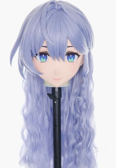 全頭マスク カツラ付き ロック付き NO.225 フルマスク ドール ヘッドロリータ人形 コスプレ 変身 仮装 着ぐるみ 二次元美少女