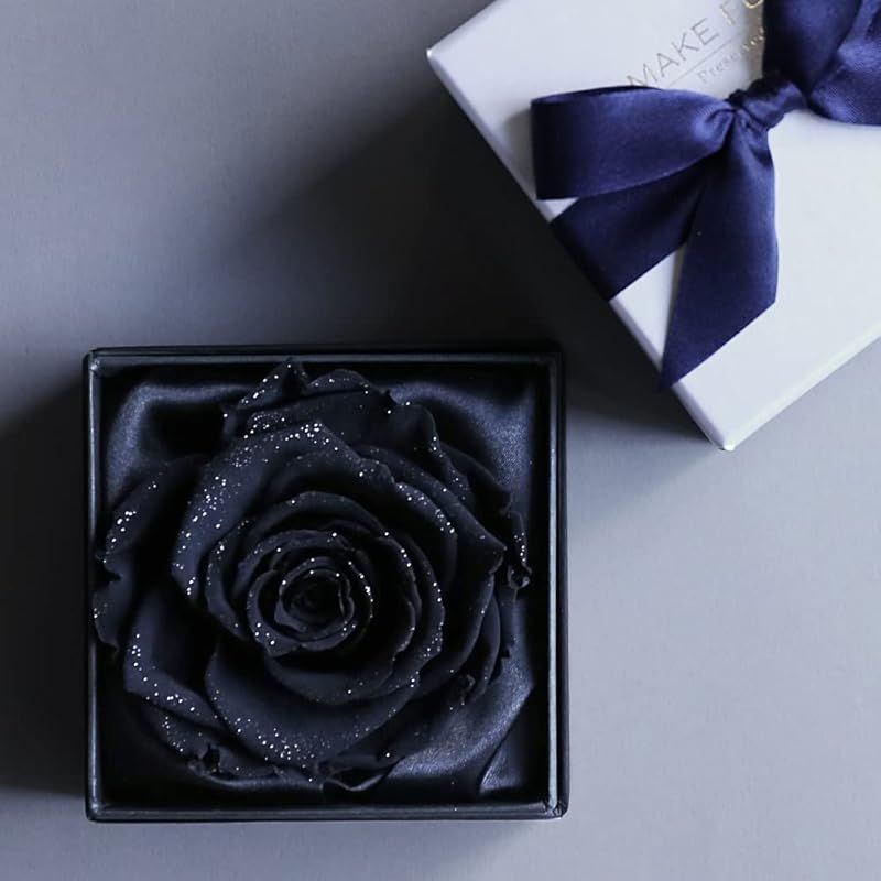 プロポーズ Makefuture DiamondRose9 バラ 1輪 プレゼント プリザーブドフラワー 花 化粧箱入り (レザーブラック) 1