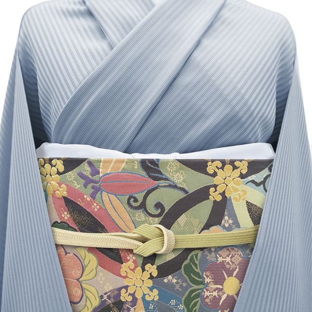 【美品　西陣織】正絹 ゴールド六通袋帯　七宝 花々　金銀糸 新古品】 袋帯 リサイクル 京都 西陣 となみ織物 となみ帯 正絹