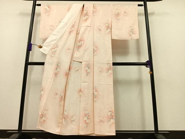 平和屋着物▽上質な小紋　単衣　草花文　暈し染め　正絹　逸品　AAAZ5718jh 平和屋着物▽上質な小紋 単衣 草花文 暈し染め 正絹 逸品 AAAZ5718jh