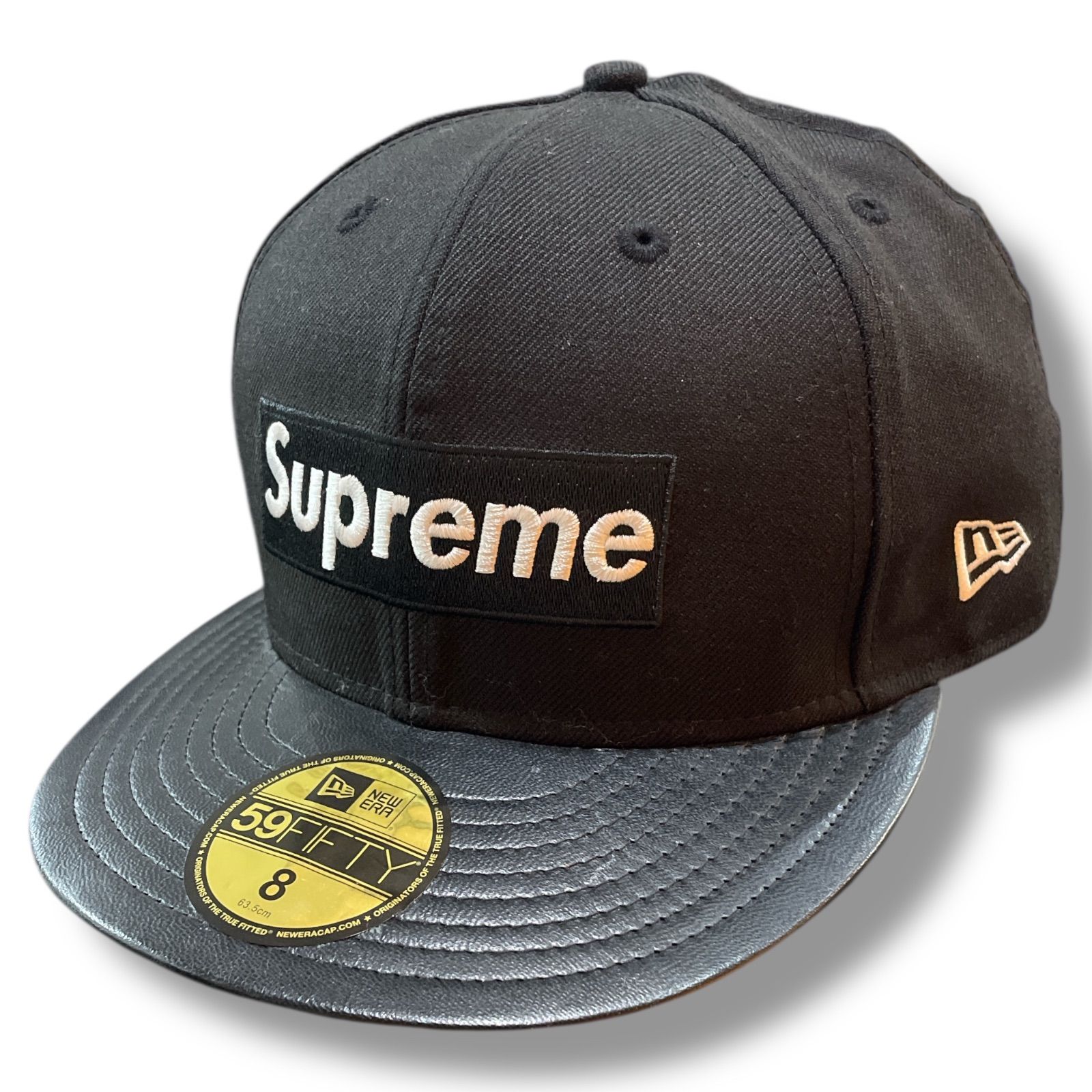 Supreme 12AW Leather Visor New Era Cap つばレザー ボックスロゴ 