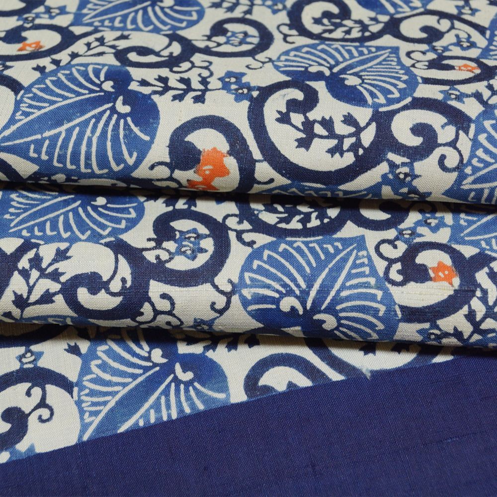 名古屋帯 型絵染 染色作家 祝まな 藍型 三越扱い 紬地 紅型 藍染