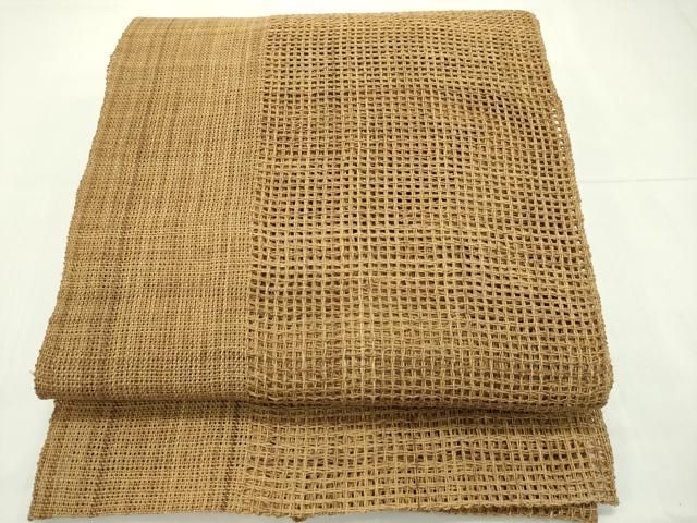 平和屋本店■希少　夏物　八寸名古屋帯　しな織帯　古代織　越後古代布　証紙付き　科布　しな布　逸品　CZAA1843s5 平和屋本店□希少 夏物 八寸名古屋帯 しな織帯 古代織 越後古代布 証紙