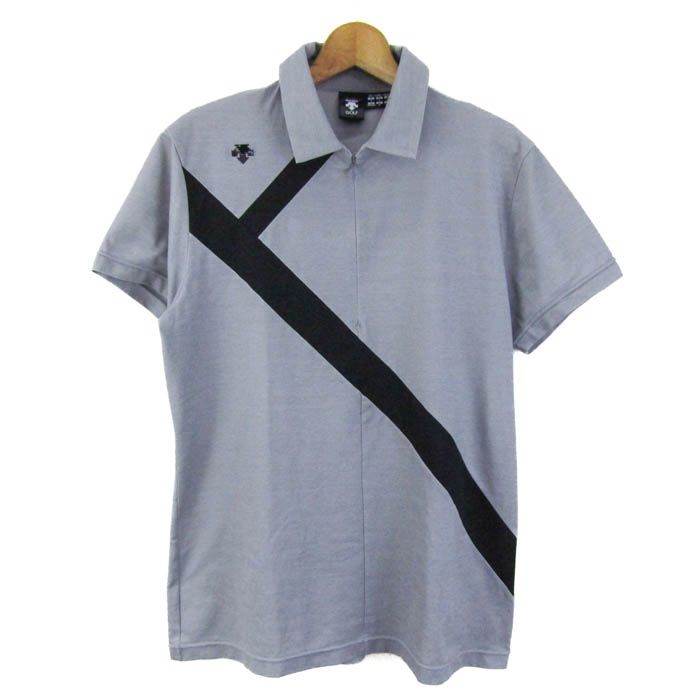 coco 中古 デサントゴルフ DESCENTE GOLF メンズ 半袖シャツ L グレー ハーフジップシャツ デサントゴルフ DESCENTE ゴルフ ハーフジップ半袖シャツ