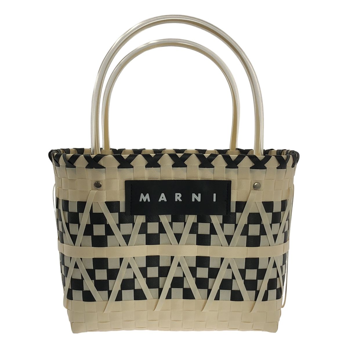MARNI / マルニ | チェック柄 かご ロゴ ハンド トートバッグ