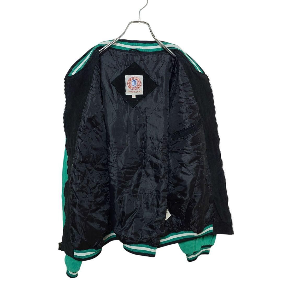 希少 ミシガン大学 MSU カレッジロゴ刺繍 レザースタジャン A-3972