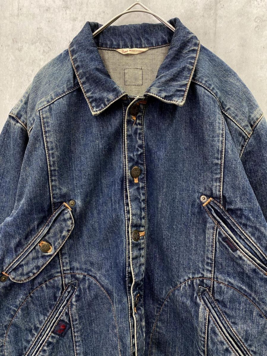 昔のPAPASは良かった！このG￼ジャン荒牧太郎さんそのもの！これぞPAPAS！ Papas パパス Gジャン 荒牧太郎 デニム ジャケット sizeM/濃紺