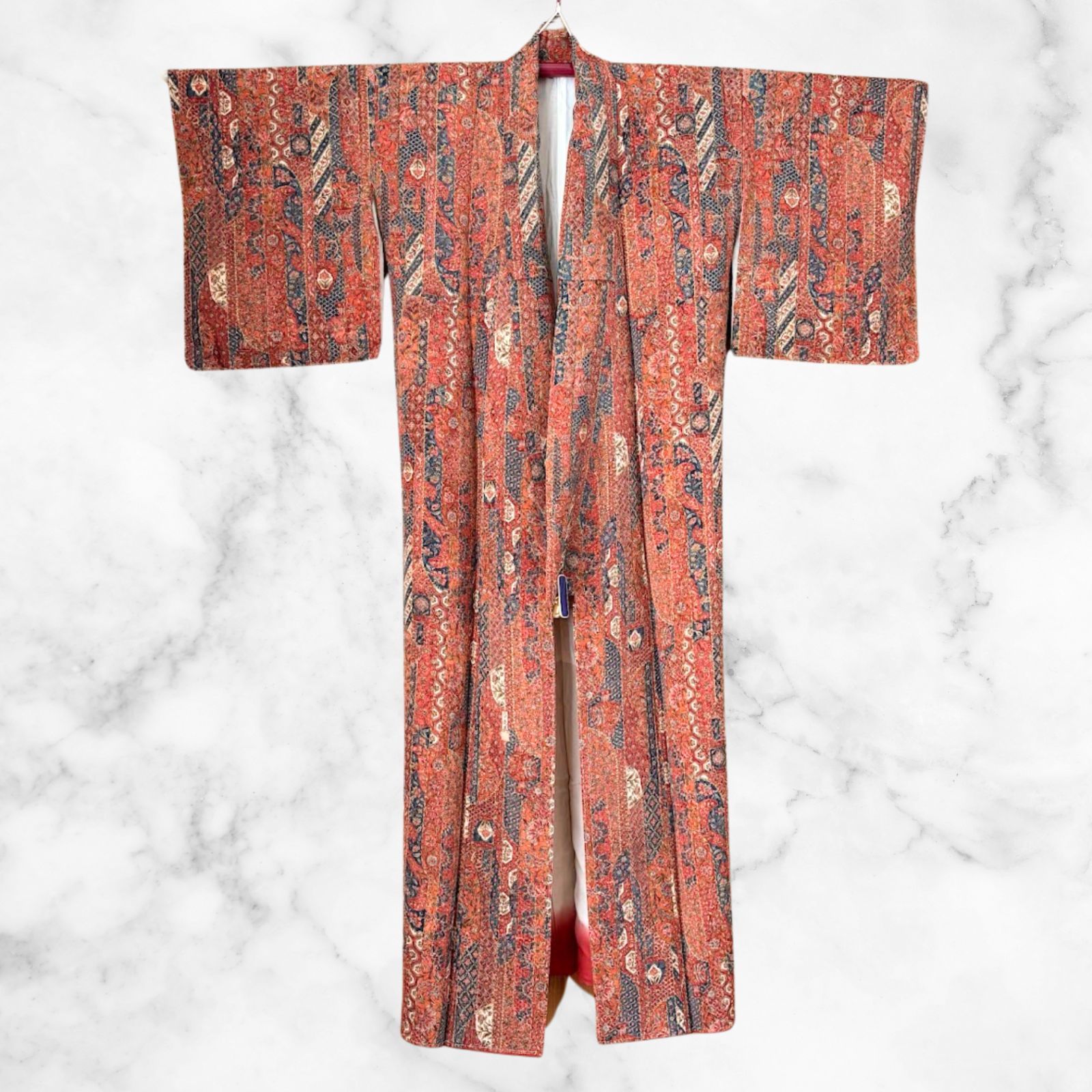 Silk Kimono Komon Chirimen Sarasa Pattern by Nidaime Sarajin
