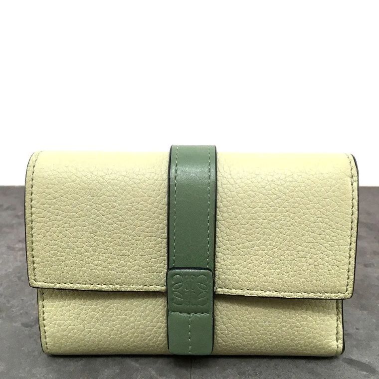 み LOEWE コンパクトウォレット グリーン アナグラム 100