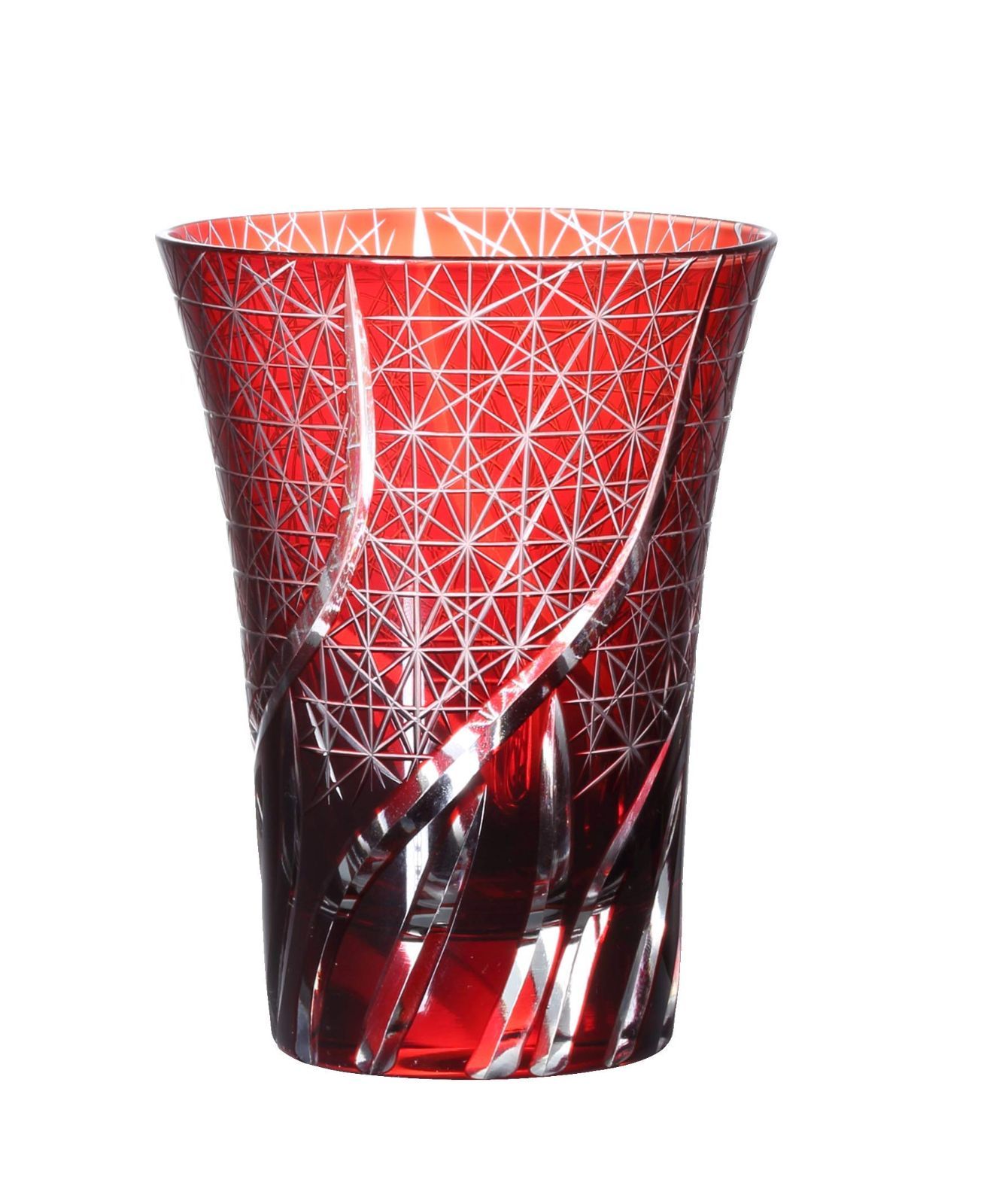 【即日発送】(レッド) 食洗器対応 伝統工芸 コップ グラス グラス オールド 切子 [QD-K2]