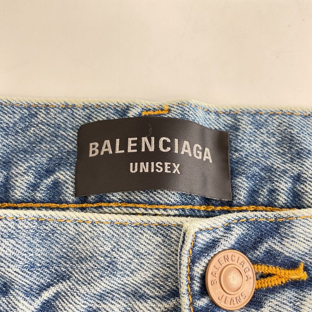 BALENCIAGA バレンシアガ 国内正規 697833 TDW14 23AW Destroyed Baggy Jeans  デストロイスーパーラージバギーデニムパンツ XS