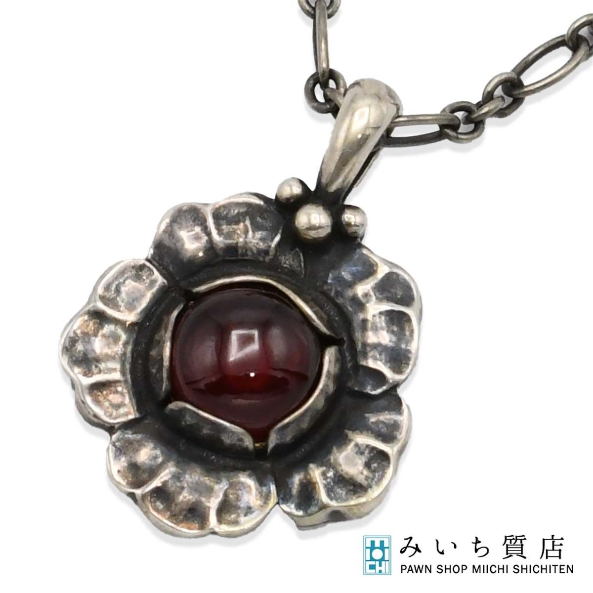 GEORG JENSEN ジョージジェンセン ネックレス 2002 イヤーペンダント ガーネット 925 約12.2g アクセサリー yo686