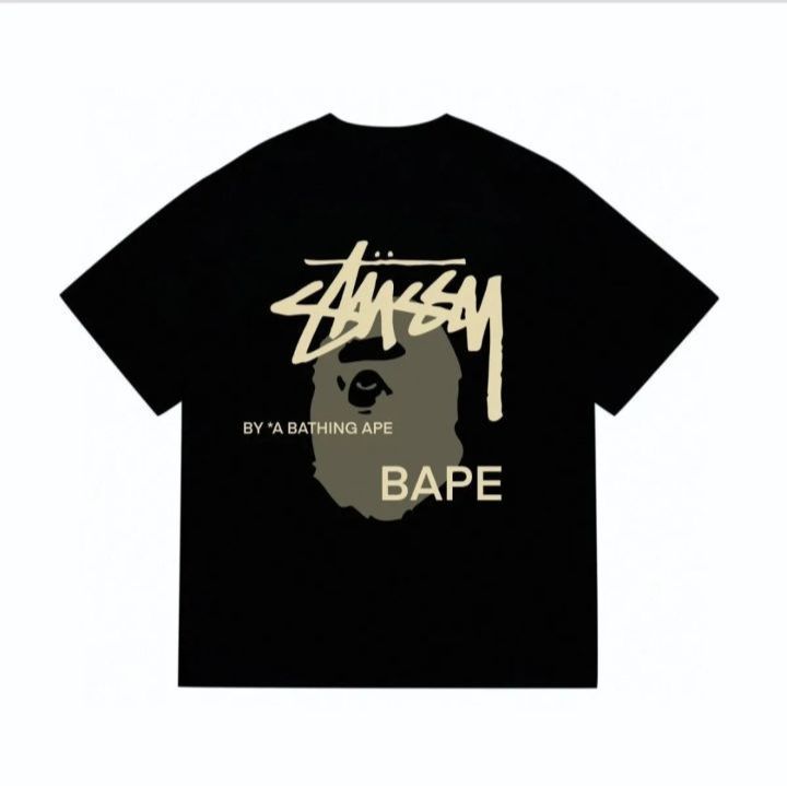 Stussy x A BATHING APE Tシャツ アベイシングエイプ bape ブラック T  
