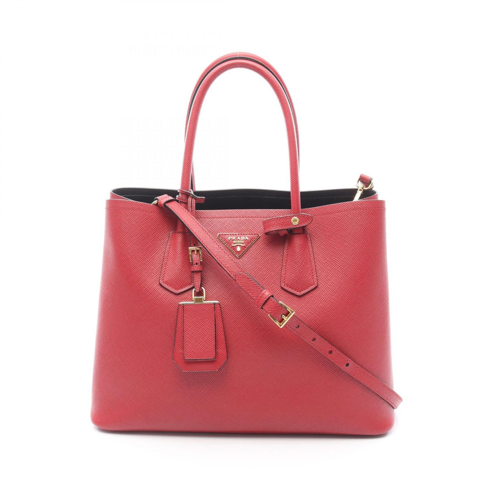 PRADA サフィアーノ トートバッグ レッド プラダ PRADA ハンドバッグ ドゥーブレ ミディアム レッド