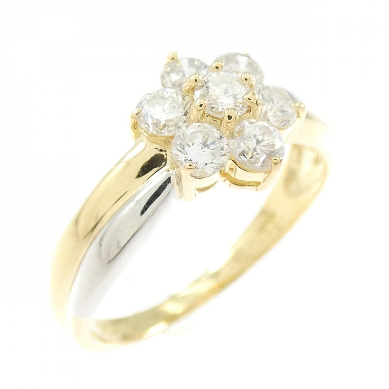 K18YG/PT900 フラワー ダイヤモンド リング 0.53CT - メルカリ