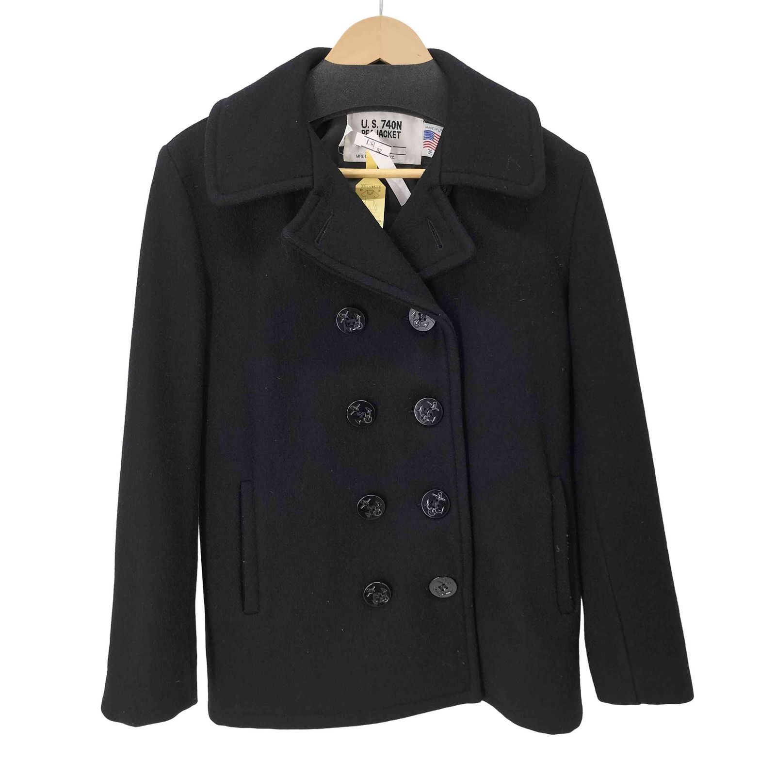 人気】Schott ピーコート ウール USA製 厚手 36 M 黒