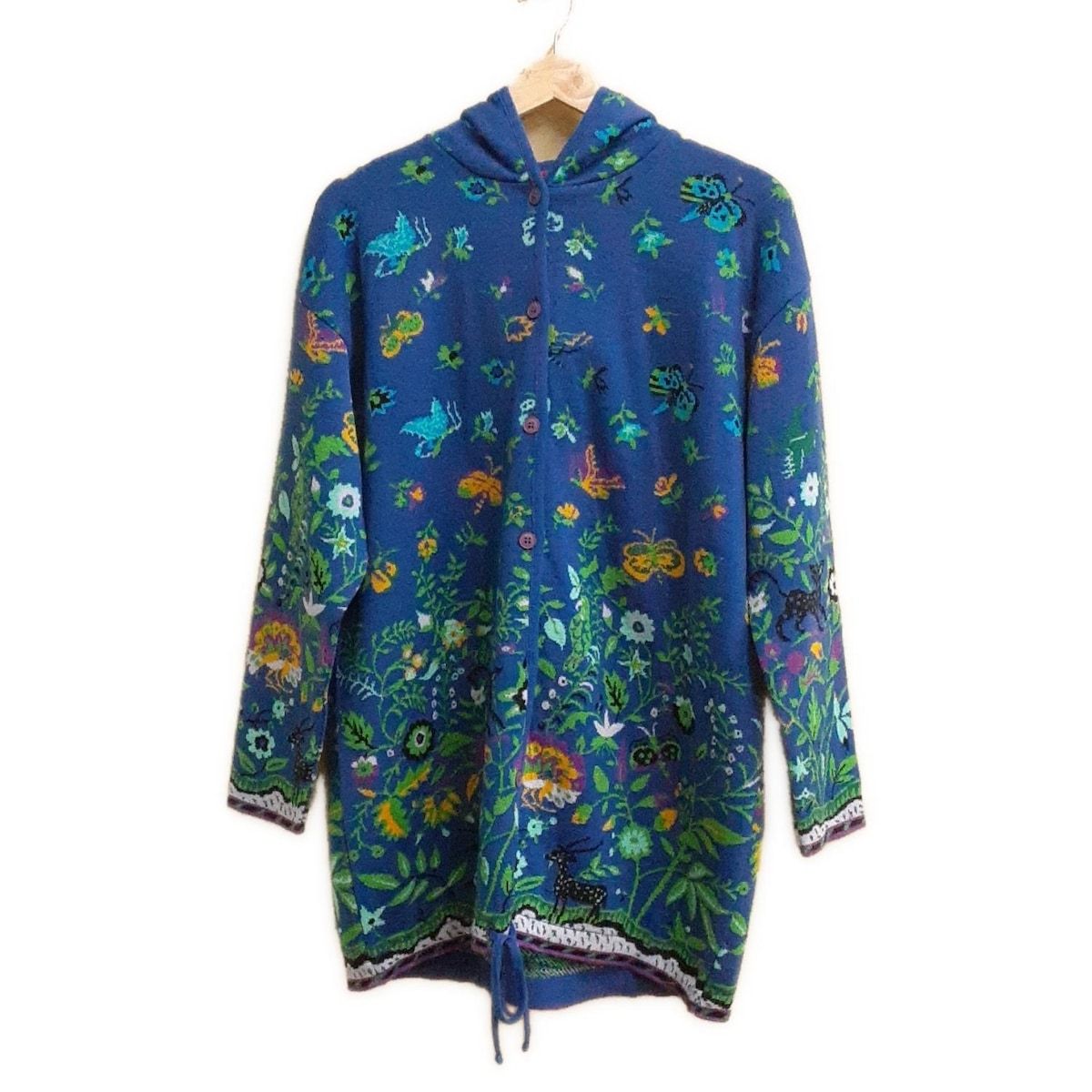 KENZO JUNGLE ケンゾー　ロングウールコート　グリーン系　Mサイズ KENZO(ケンゾー) コート サイズM レディース美品 - ネイビー