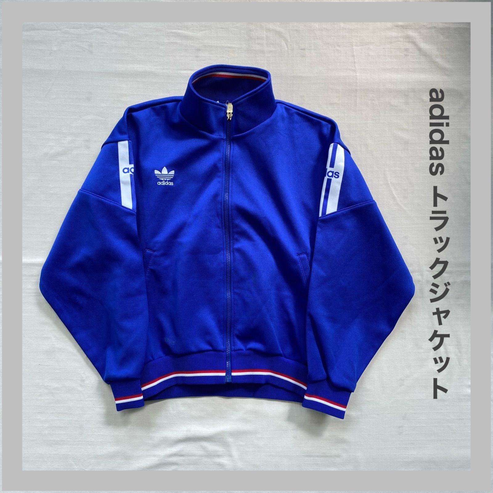 90s アディダス デサント製 刺繍ロゴ トラックジャケット ジャージ 