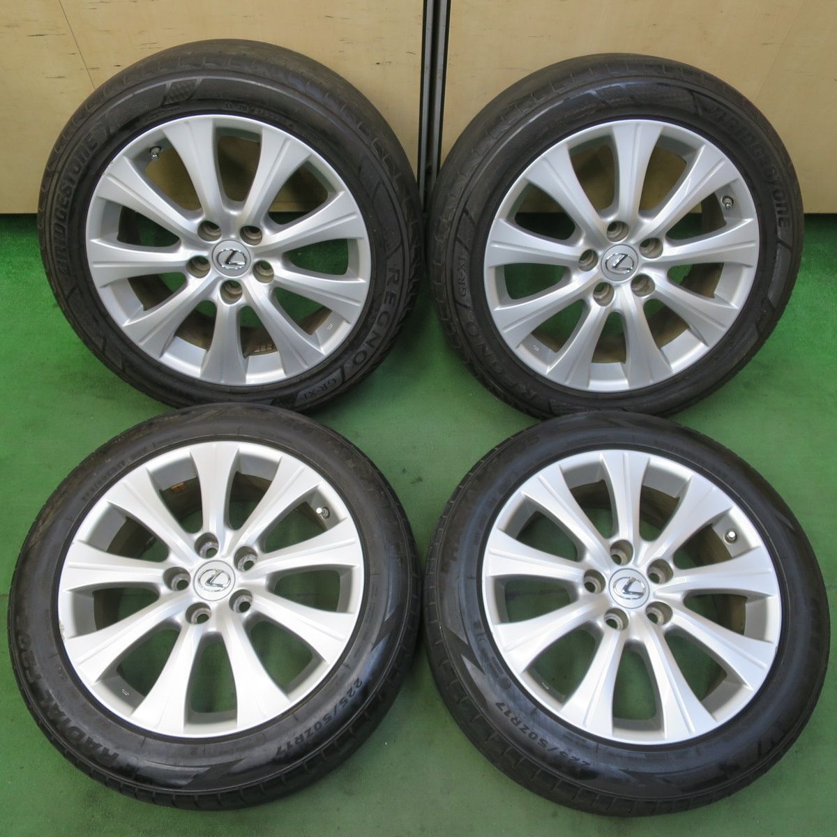 センサー付 レクサス GS 純正 225 50R17 ブリヂストン レグノ GR-XI ミネルバ ラジアル F205 17インチ PCD114.3 5H 5092706イノ