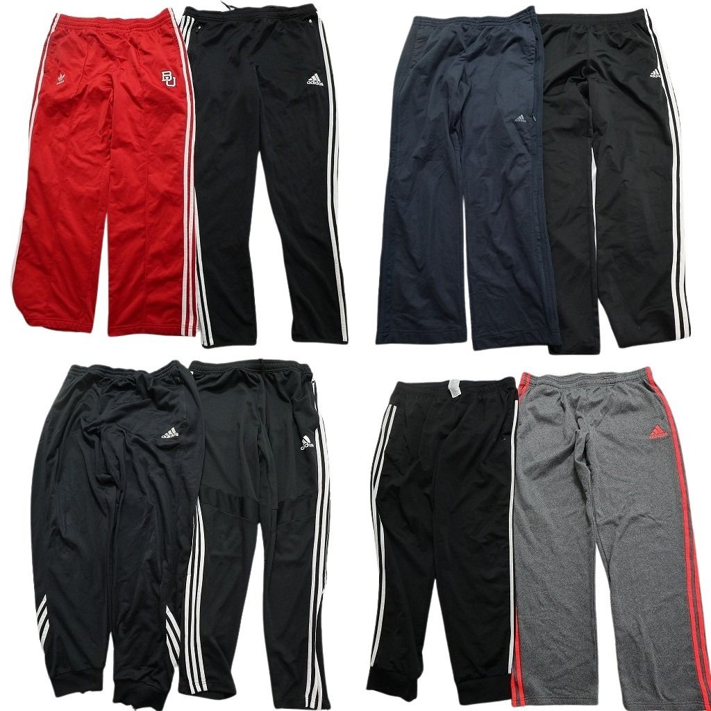 古着卸 アディダス adidas ジャージ パンツ 8枚セット メンズ XL 裾ファスナー ライン系 ワンポイント 古着 NA7623