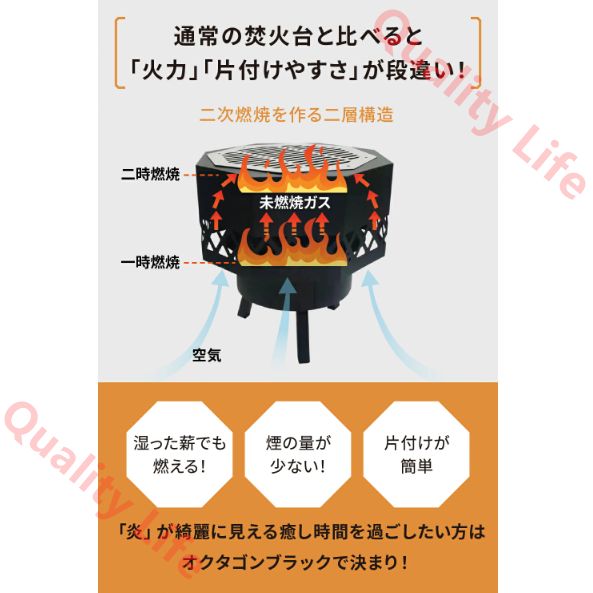 オクタゴンブラック 二次燃焼