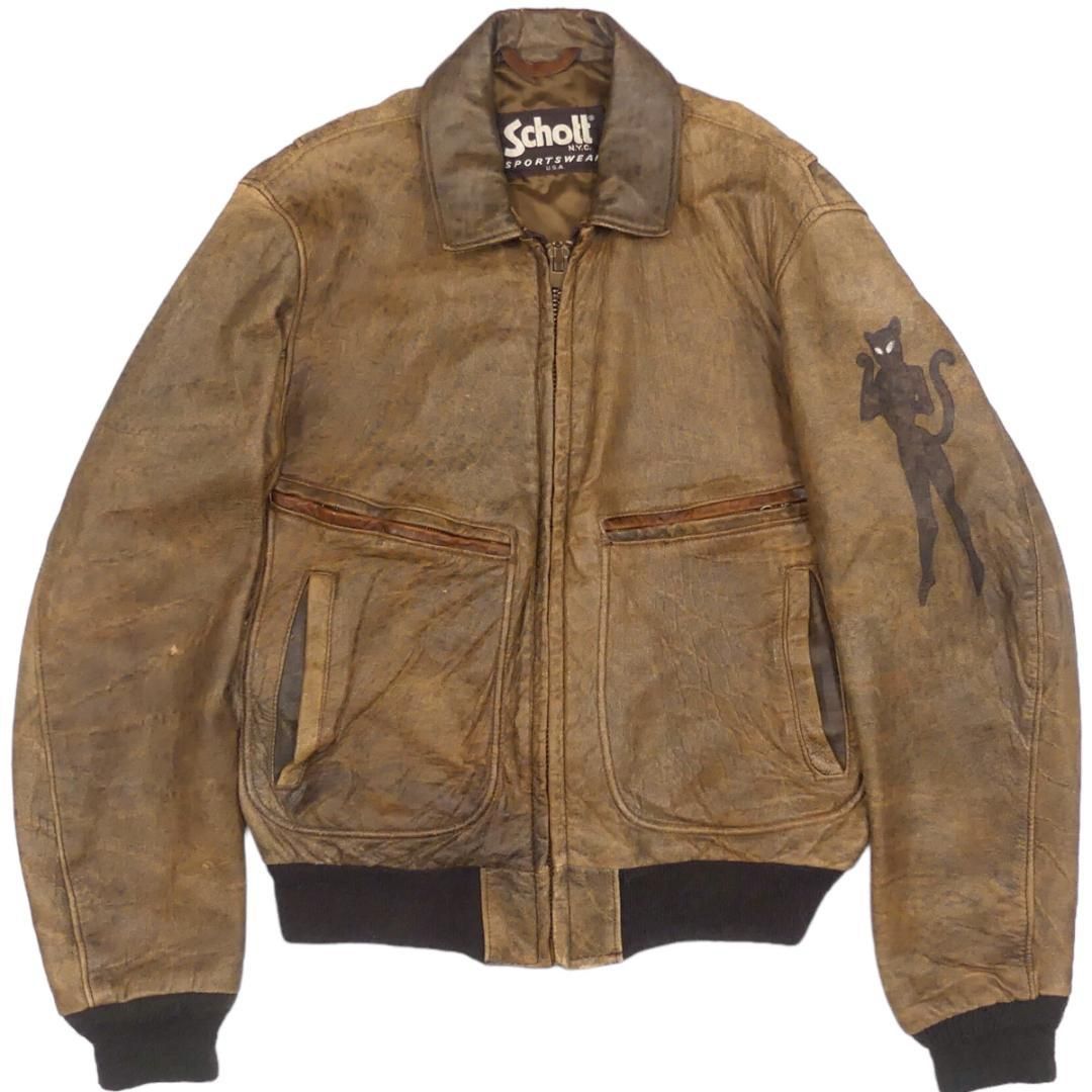 希少✨schott フライトジャケット　G-1 ブラウン　ボア　38 Schott ショット G-1 レザーフライトジャケット 38 茶 NS400