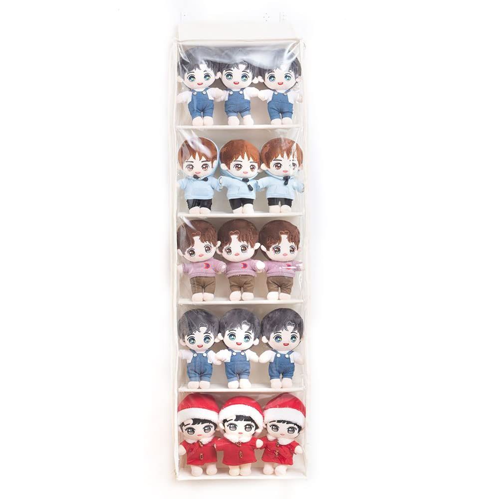 5段ベージュ Petmoon ぬいぐるみ収納 ぬいぐるみウォールポケット ディスプレイ コレクションケース 収納ケース 収納ボックス コレクション 見せる収納 小物 ドア掛け収納式ポケット (5段ベー