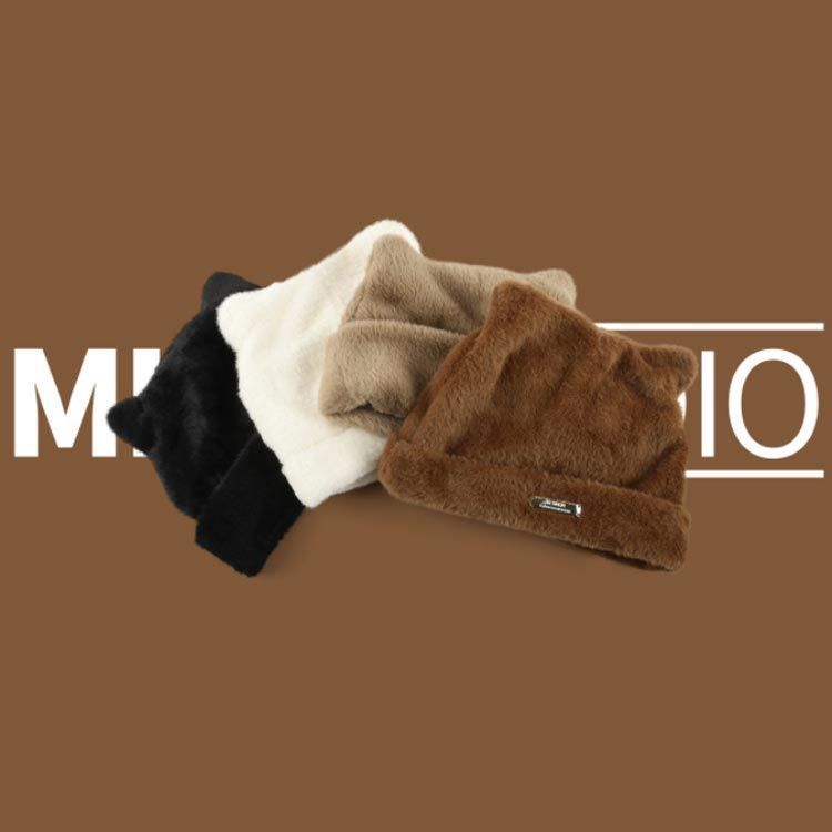 ニット帽 ふわふわ 猫耳 レディース ニットキャップ ファー 帽子 韓国ファッション ねこみみ ネコ ねこ耳 ニット帽子 暖かい 秋冬 防寒 かわいい 人気 プレゼント エコファー 女子 フェイクファ pop2487