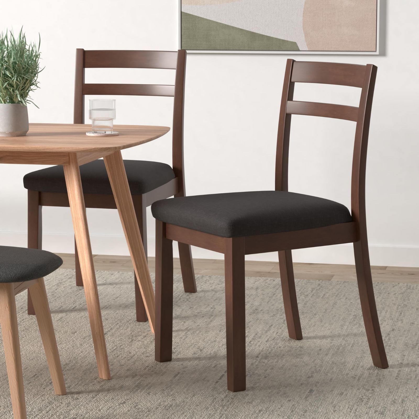 木製 チェアー 布地 ダイニング ダークブラウン 天然木 11719112 2脚