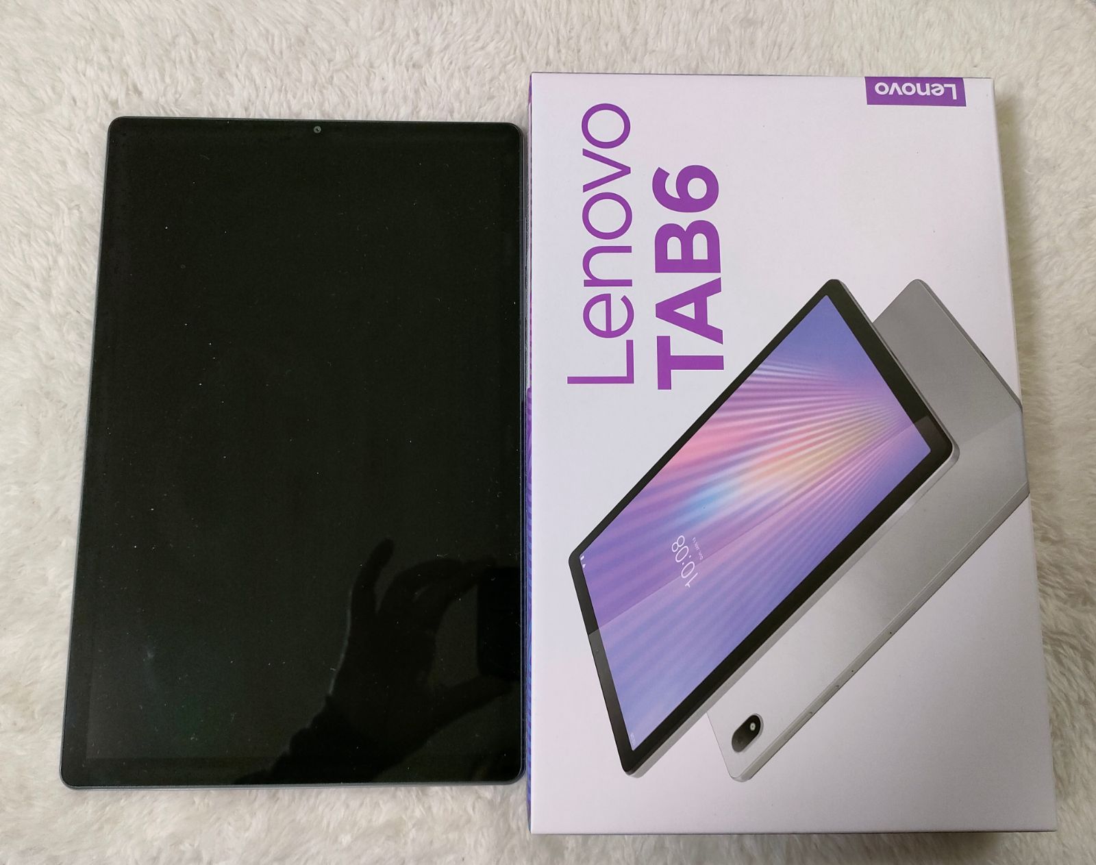 お値下Lenovo Tab6 ムーンホワイト、ケース・ガラスフィルム付き Androidタブレット本体