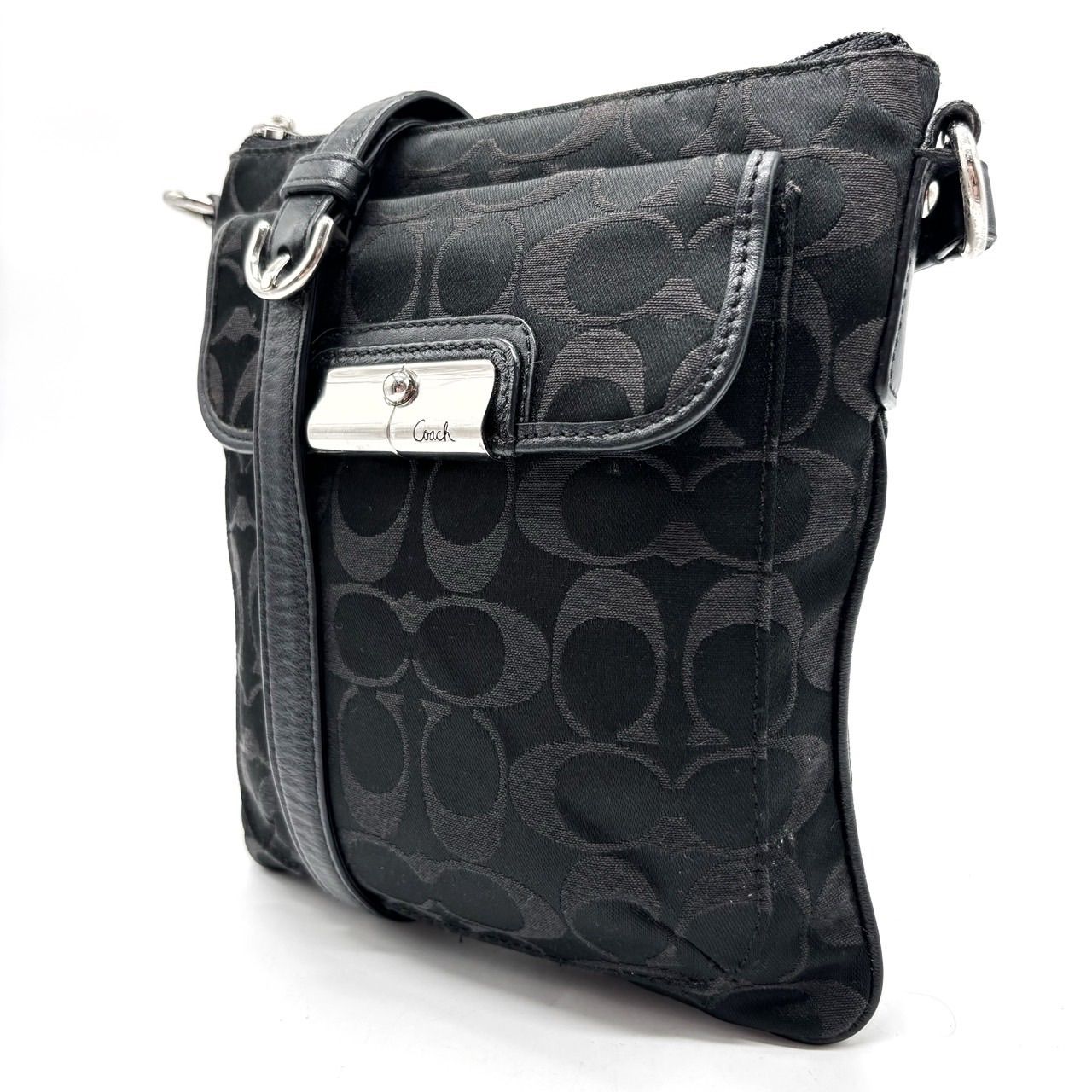 COACH コーチ シグネチャー ショルダー バッグ キャンバス レザー 革  