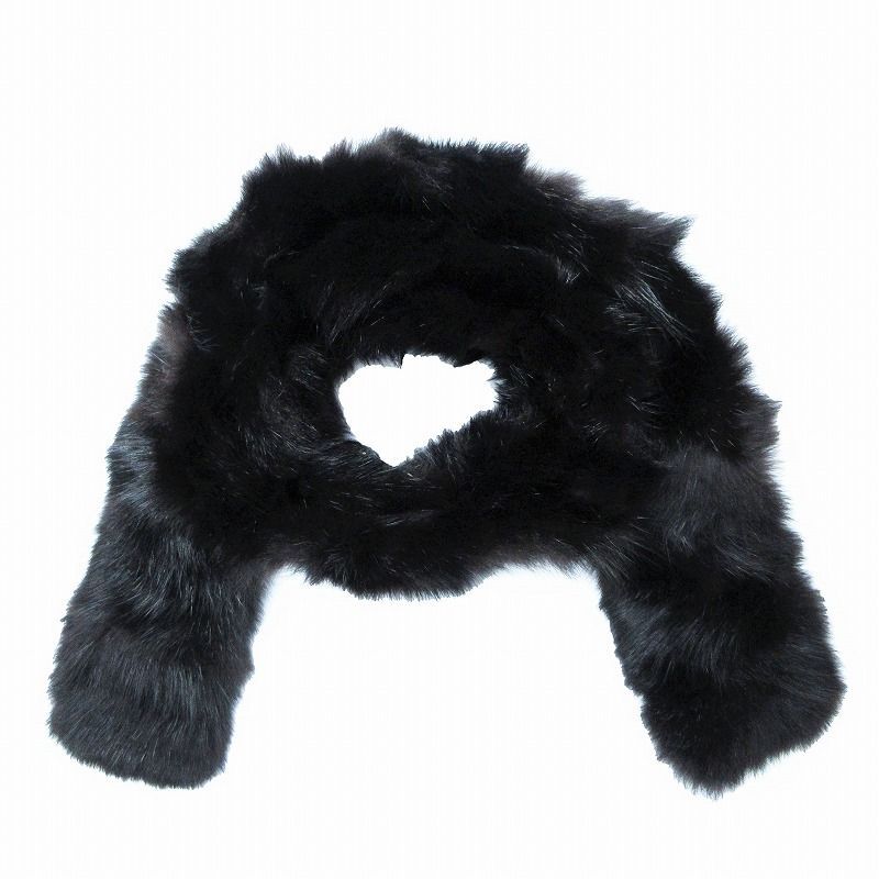 美品 フェンディ FENDI ブラック フォックス ファー ロング