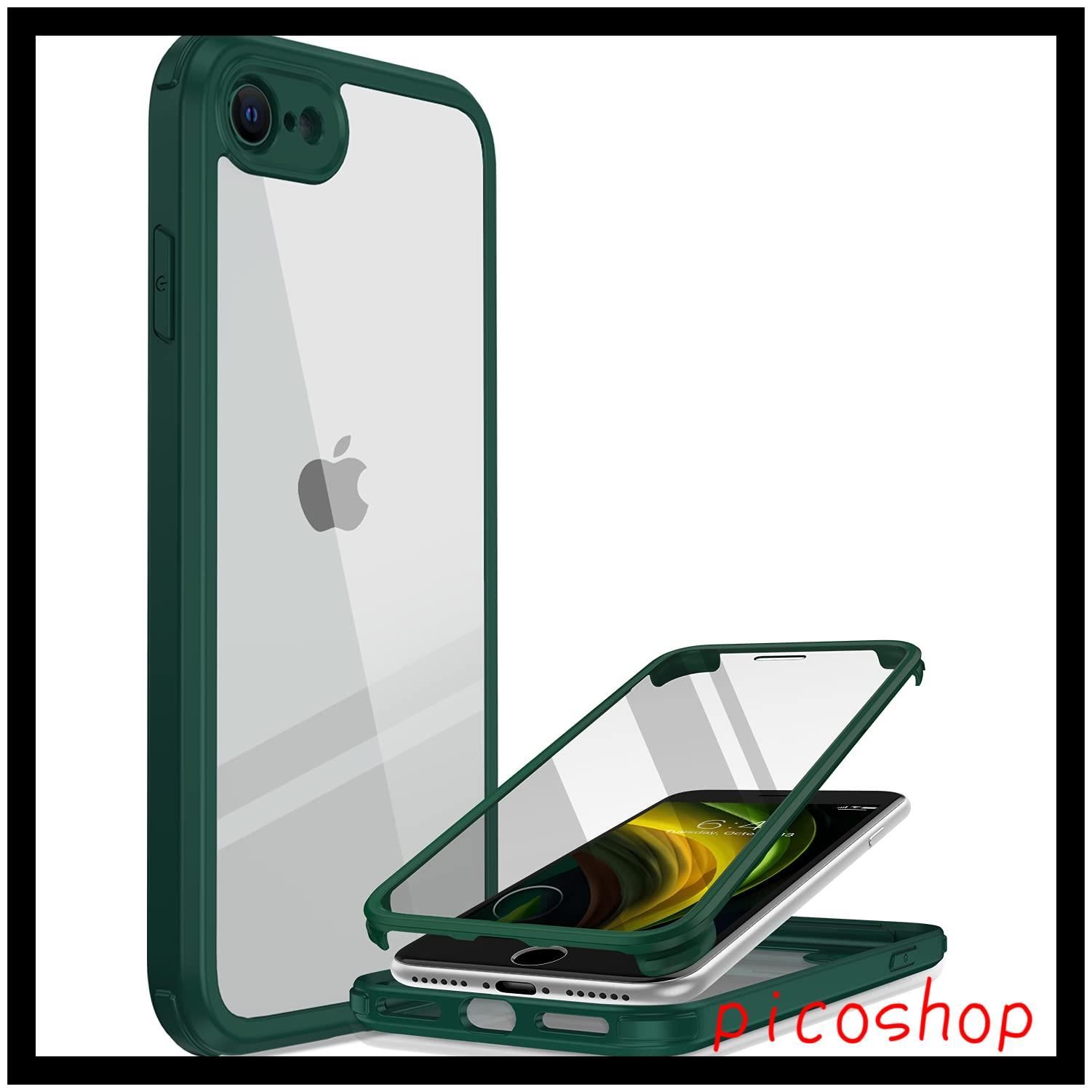 第2世代 ケース iPhoneSE2用ケース 第3世代 SE3 iPhoneSE用 iPhone8用ケース 2020 9H強化ガラス 4.7インチ Miracase フルカバー 360保護 緑