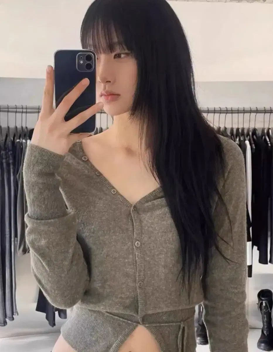 BOHEMSEO ボヘミアンソウル ボタン Vネック ニット カーディガン カーキブラウン