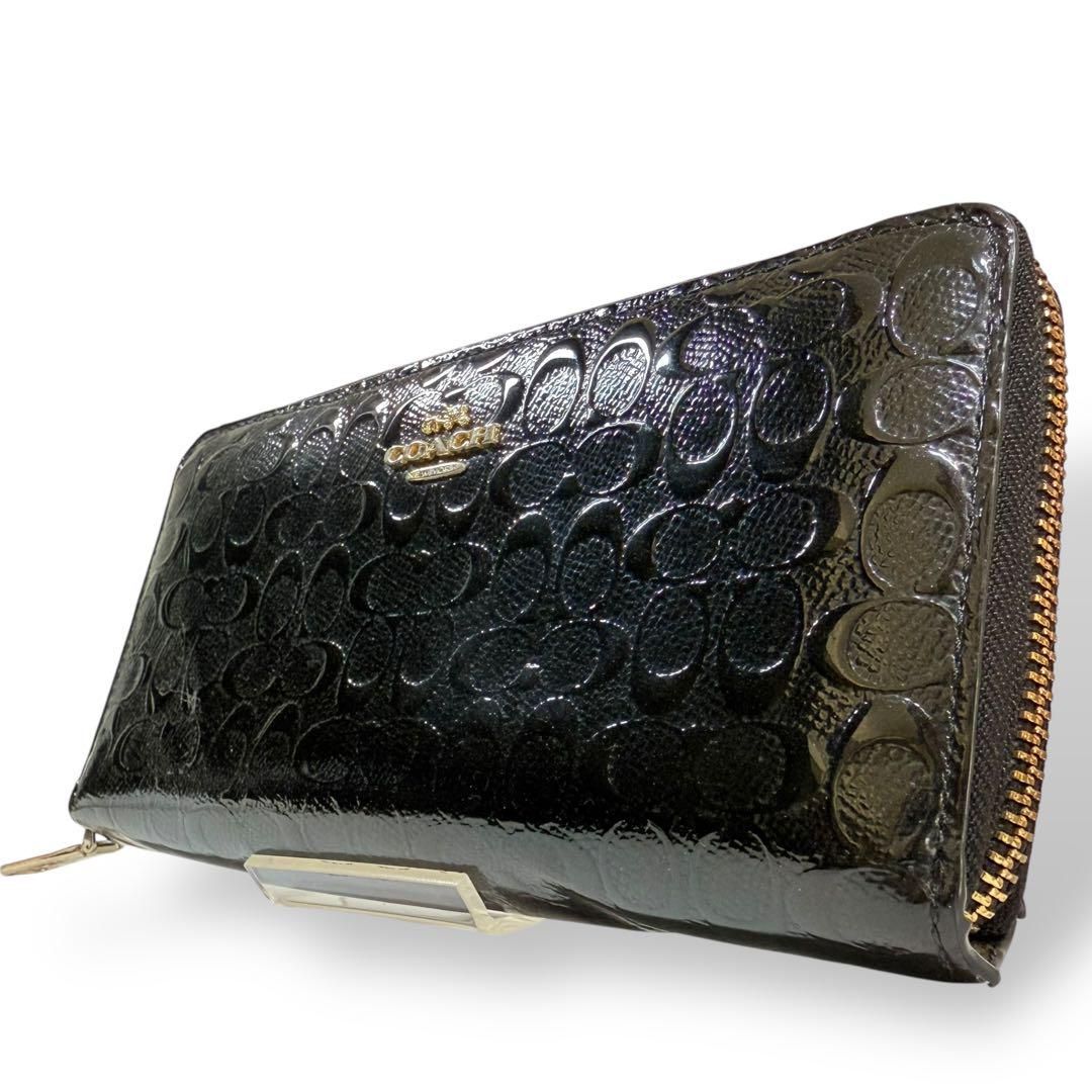 良品】COACH コーチ 53692 ラウンドジップ ラウンドファスナー 長財布 