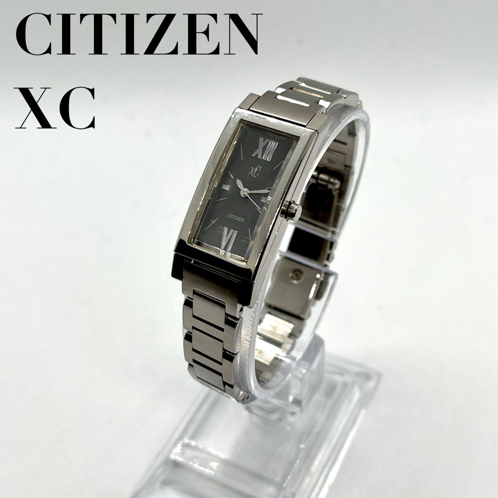 CITIZEN シチズン　xC クロスシー　5431-T003982 シルバー　文字盤黒　レディース腕時計　アナログ　クォーツ　稼動品　スクエア　 DURATECT