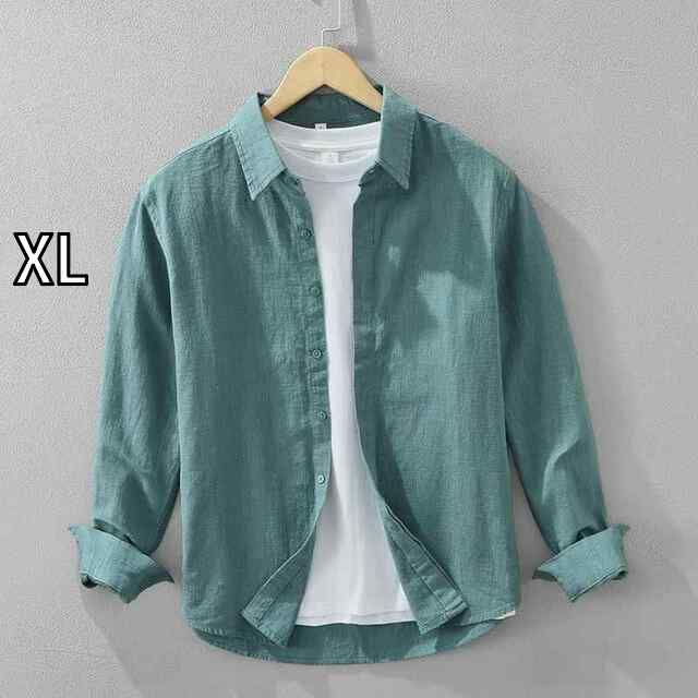 XL メンズ ファッション 服 男性用 オシャレ シンプル 大人 かっこいい 大きいサイズ ストリート 紳士服 ラミー 無地 長袖 シャツ 夏 レトロ シンプル 綿 麻 マルチ カラー カジュアル シャツ リネン