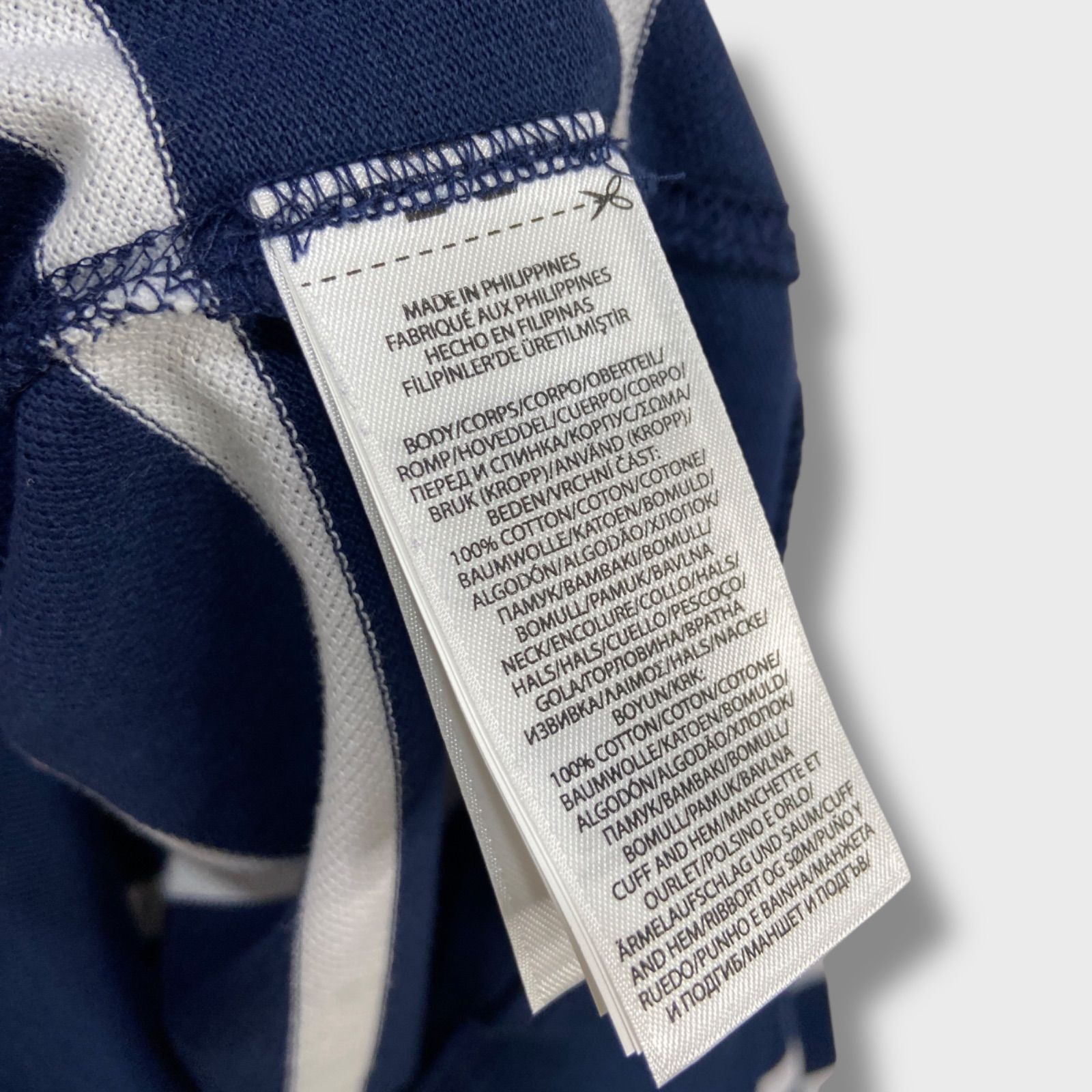 美品　ラルフローレン　ポロベア　ボーダー柄ロンT 鹿の子地ロンT ネイビー ☆POLO RALPHLAUREN☆ポロラルフローレン☆ポロベア☆ボーダー柄
