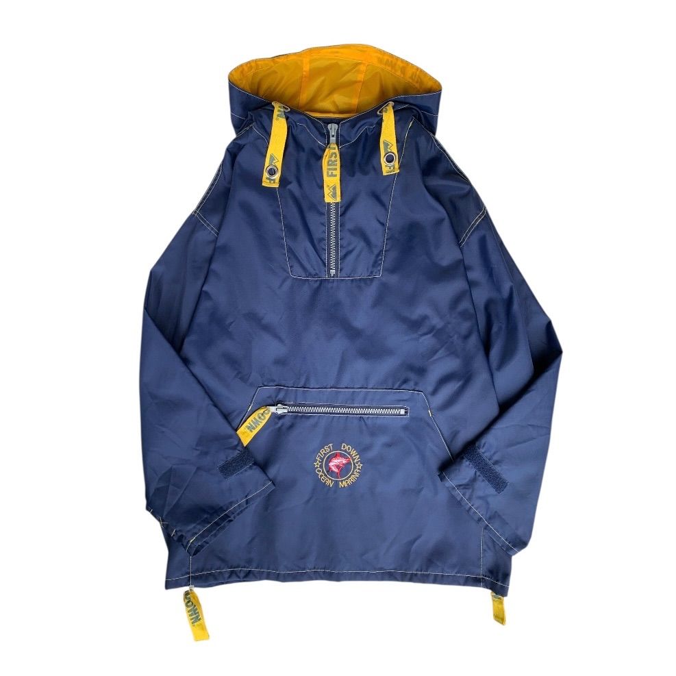 希少　90s Vintage FIRSTDOWNナイロン　アノラックパーカー 90s FIRSTDOWN マリン ナイロンアノラックパーカー 大きいサイズ