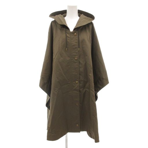 バーバリー ロンドン BURBERRY LONDON ENGLAND タグ付き ポンチョ ケープ コート ロング フード ノバチェック M カーキ |GV GY17