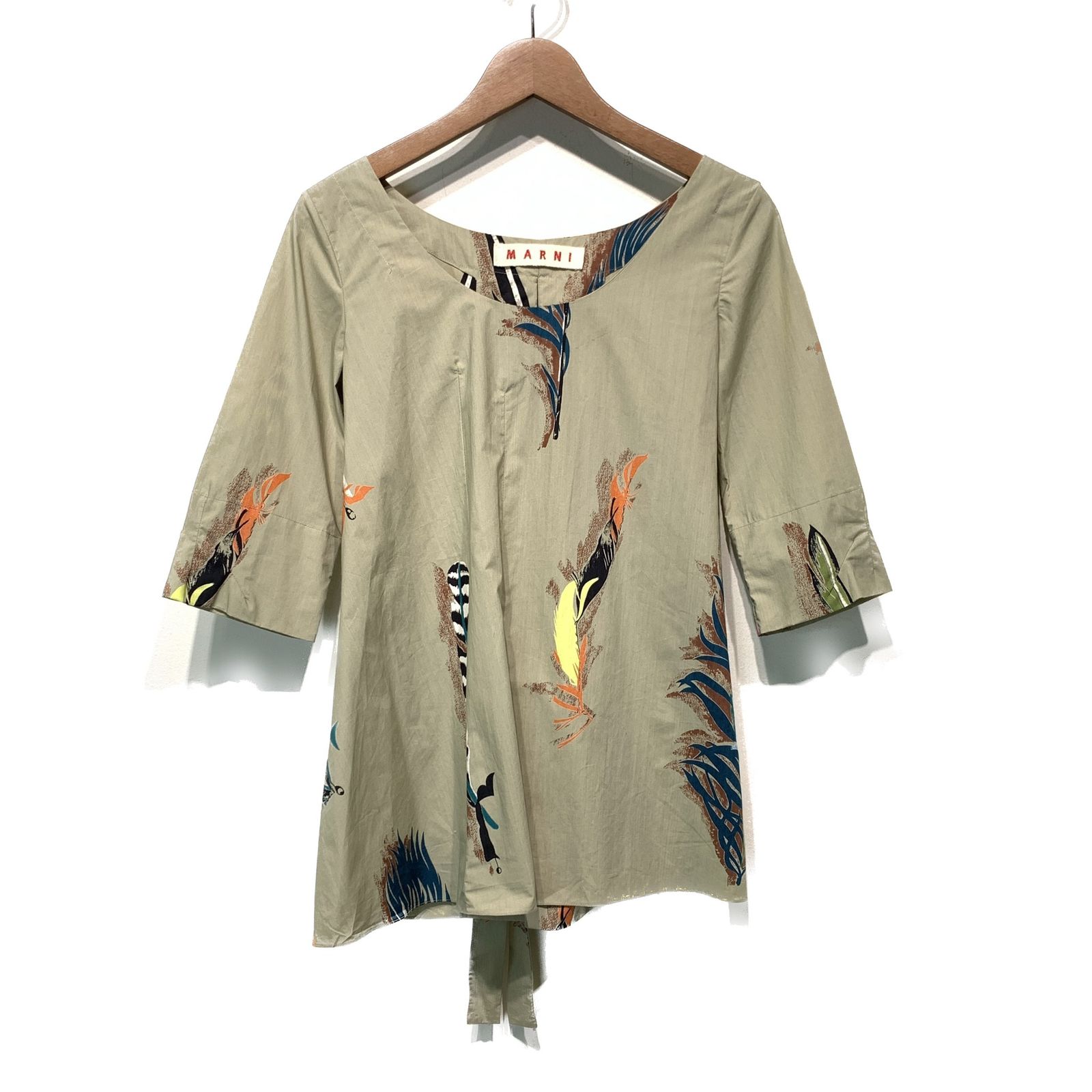 MARNI カットソー レディース リボン イタリア製 コットン 七分丈 古着