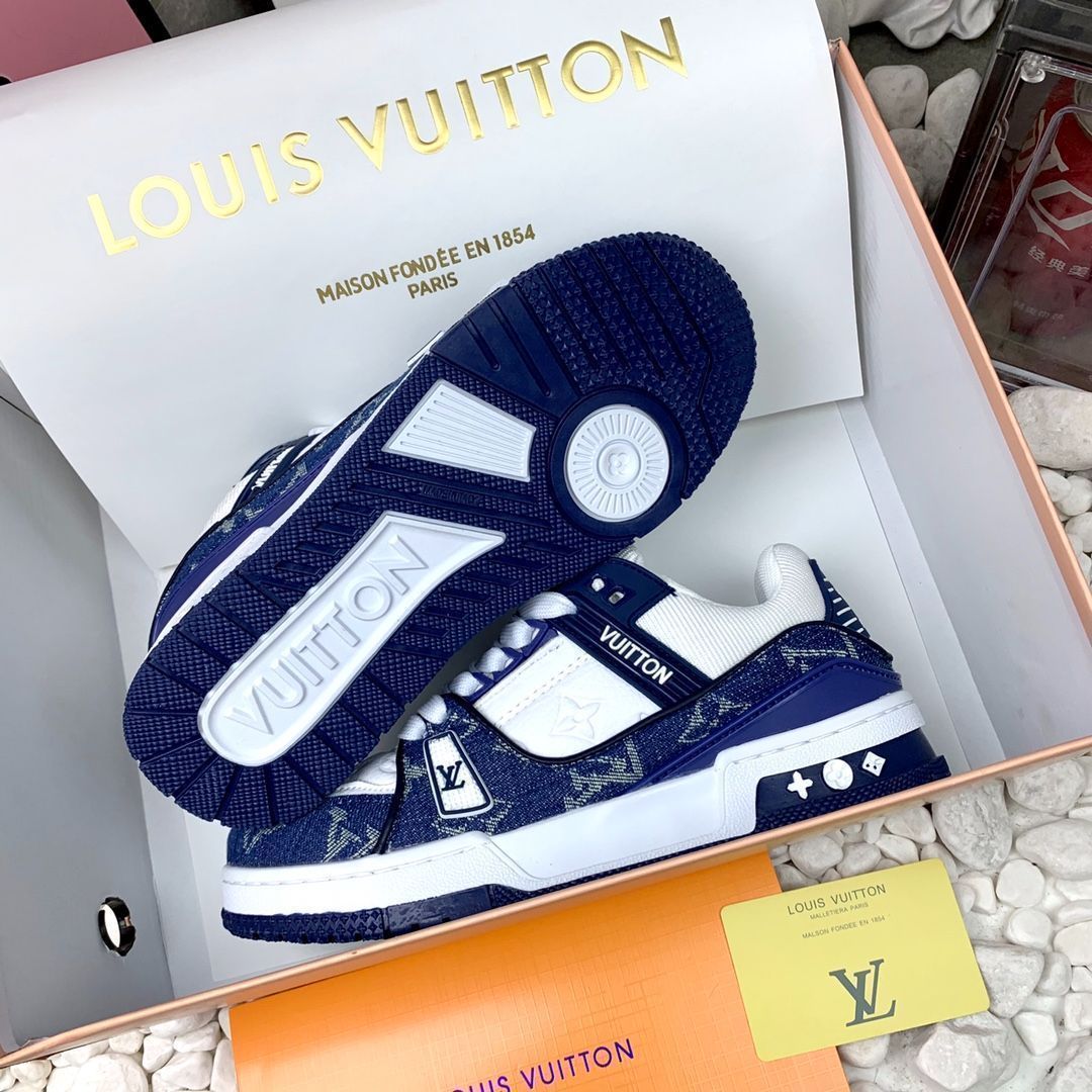 LOUIS VUITTON Trainer デニムレザーカジュアルロートップ
