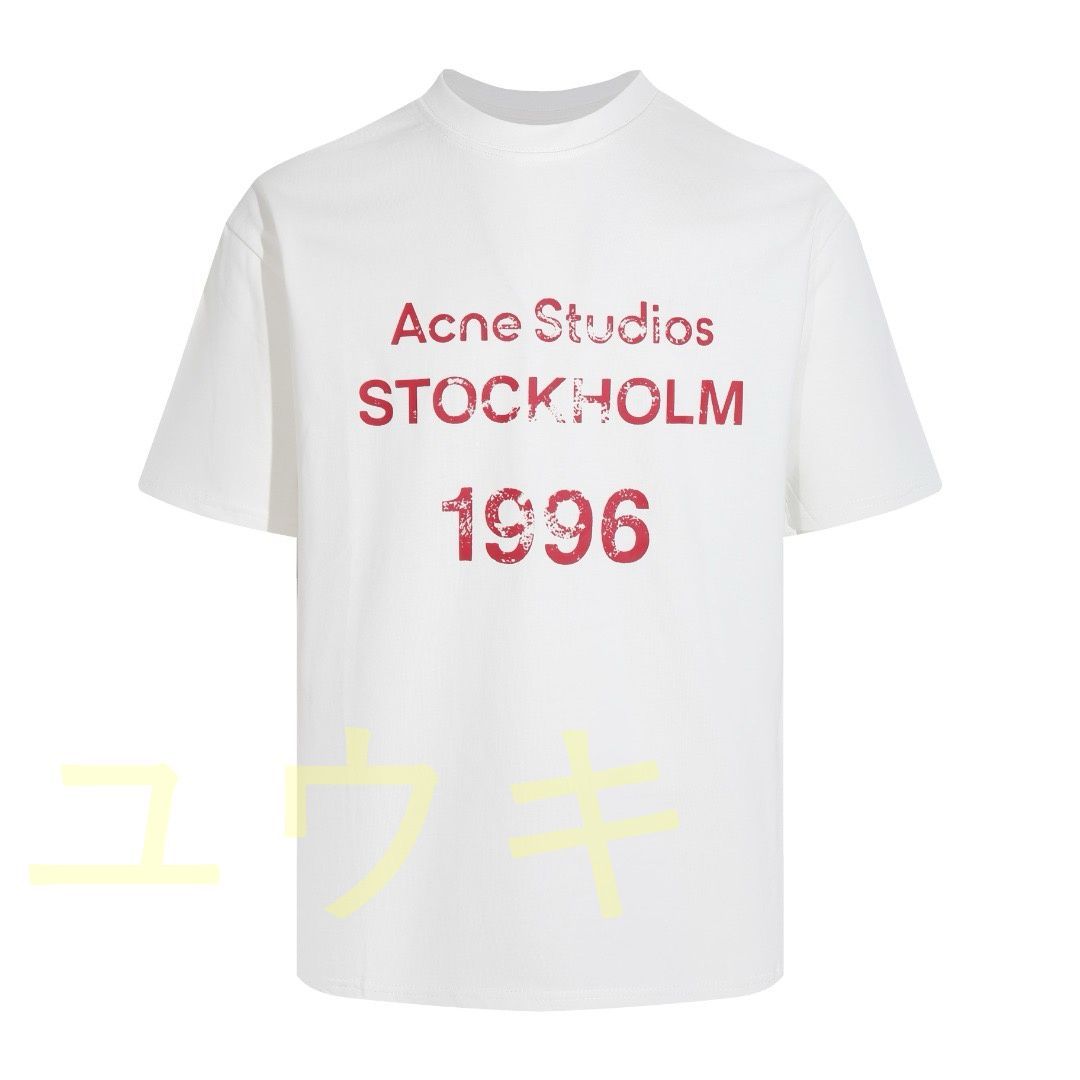 新品 Acne Studios  カップルコットンラウンドネック半袖Tシャツ ホワイト