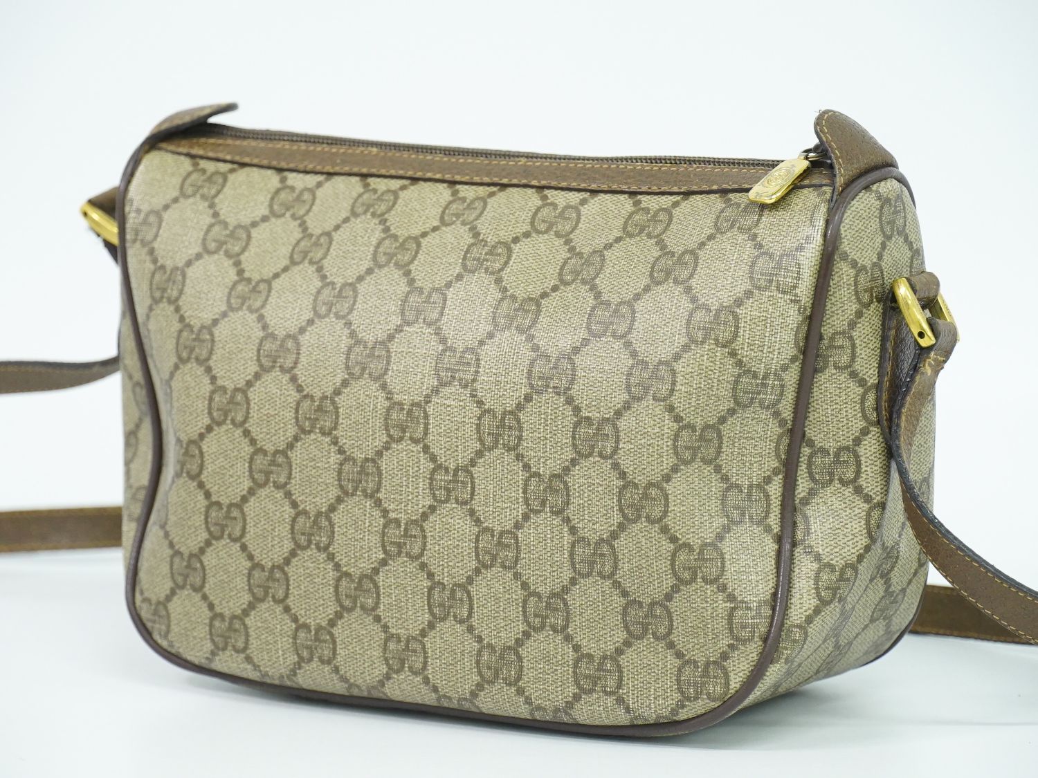 本物 グッチ GUCCI シェリーライン オールドグッチ GGスプリーム ショルダーバッグ ポシェット ベージュ 89.02.032 Shelly Line バッグ 中古 【フォロー割】