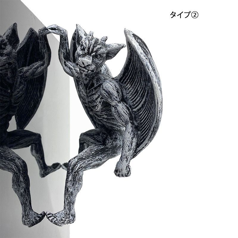 悪魔 サタン デビル ガーゴイル ブルー 青 ブラック 黒 置物 オブジェ