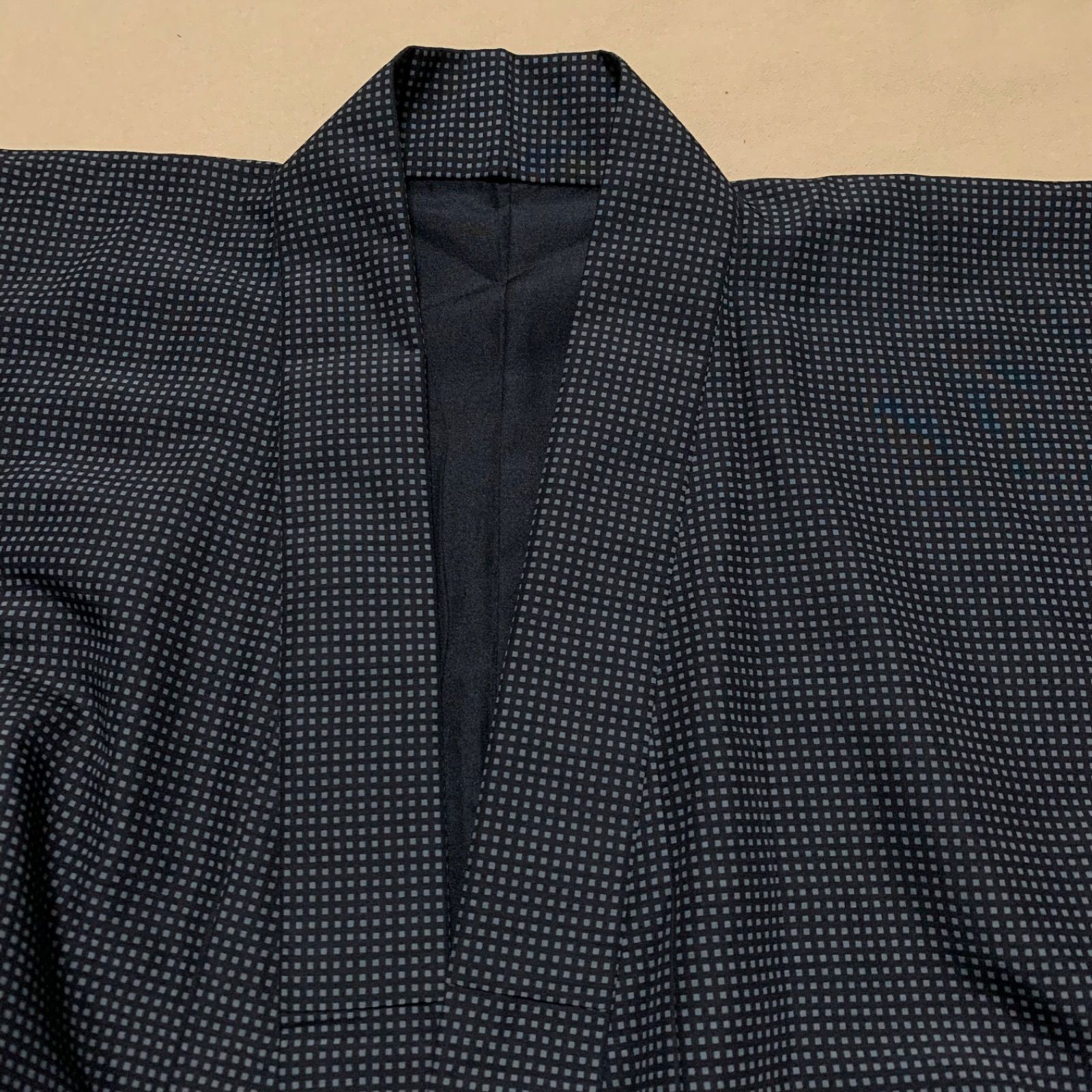  R 1458 紳士 メンズ ポリエステル 2点セット 羽織 裄74センチ 着物 身丈 背 139センチ 男性用 アンサンブル 着物 着物 浴衣