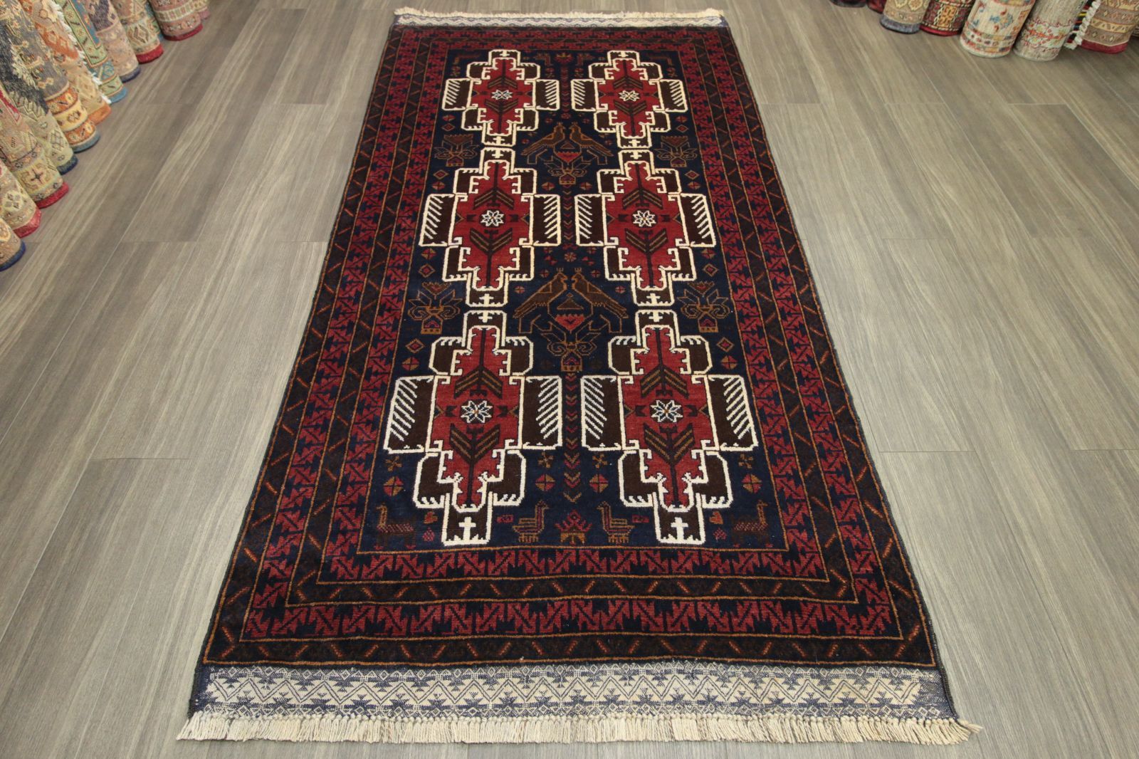 133×88cm アフガニスタン産 絨毯 ラグ アンティーク家具 マジック 