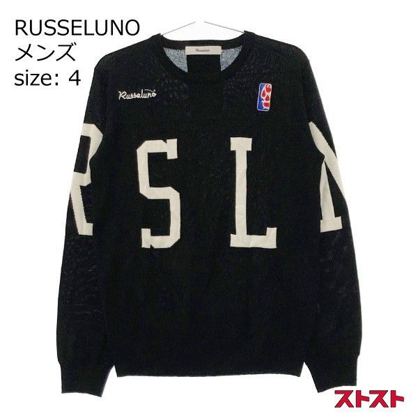 RUSSELUNO ラッセルノ 2021年モデル ウール混 ニットセーター ルチャ 刺繍 ブラック系 4 [240101100935]