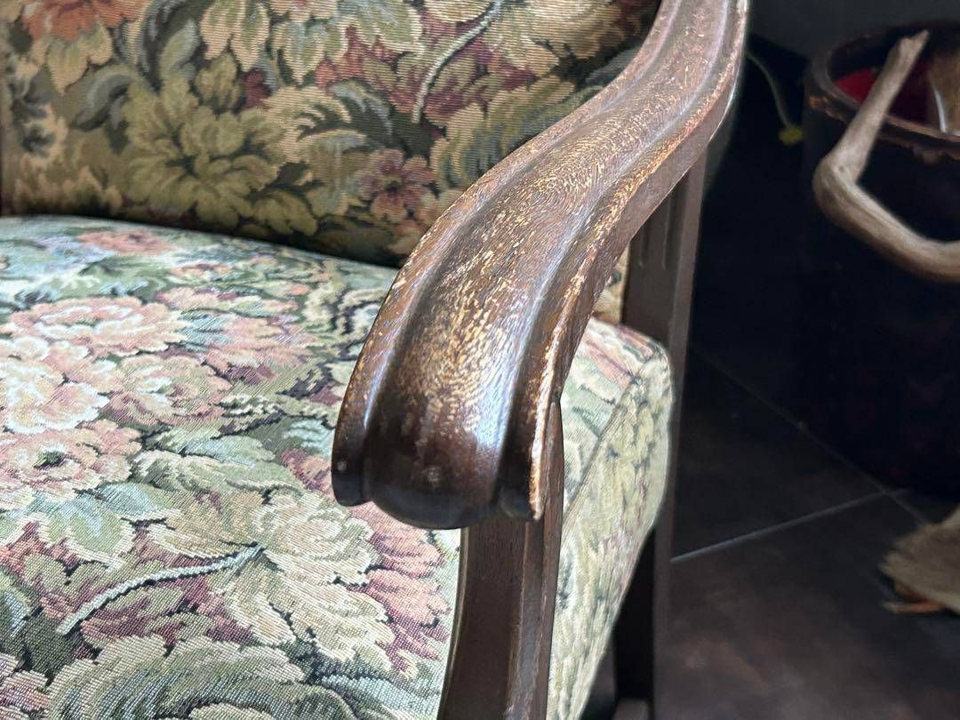 ヴィンテージ　アンティーク　アームチェア　ろくろ調　ソファ　ゴブラン模様 ヴィンテージ アンティーク アームチェア ろくろ調 ソファ ゴブラン模様